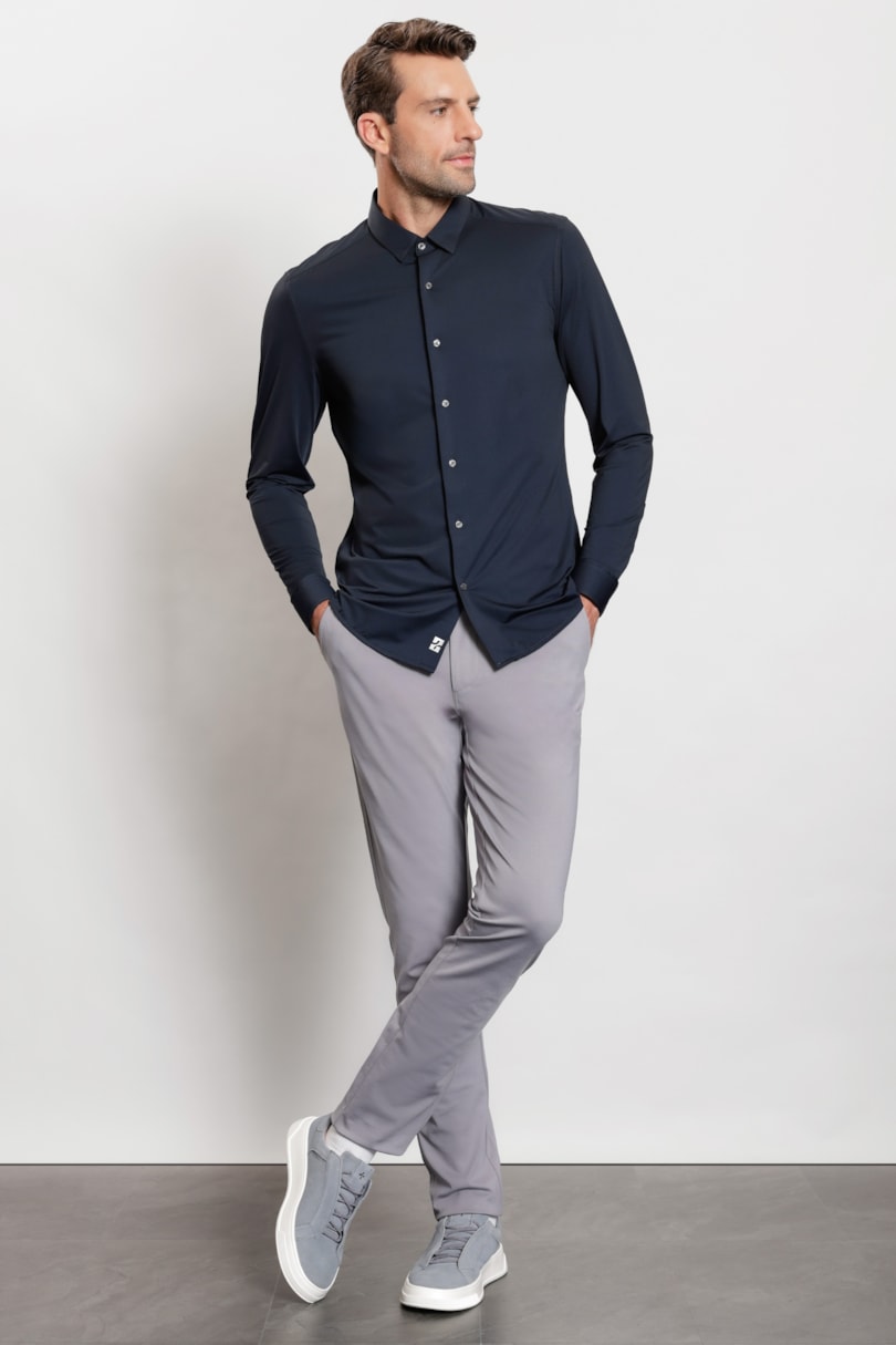 Camisa Manga Longa Oxford Breeze Azul Marinho