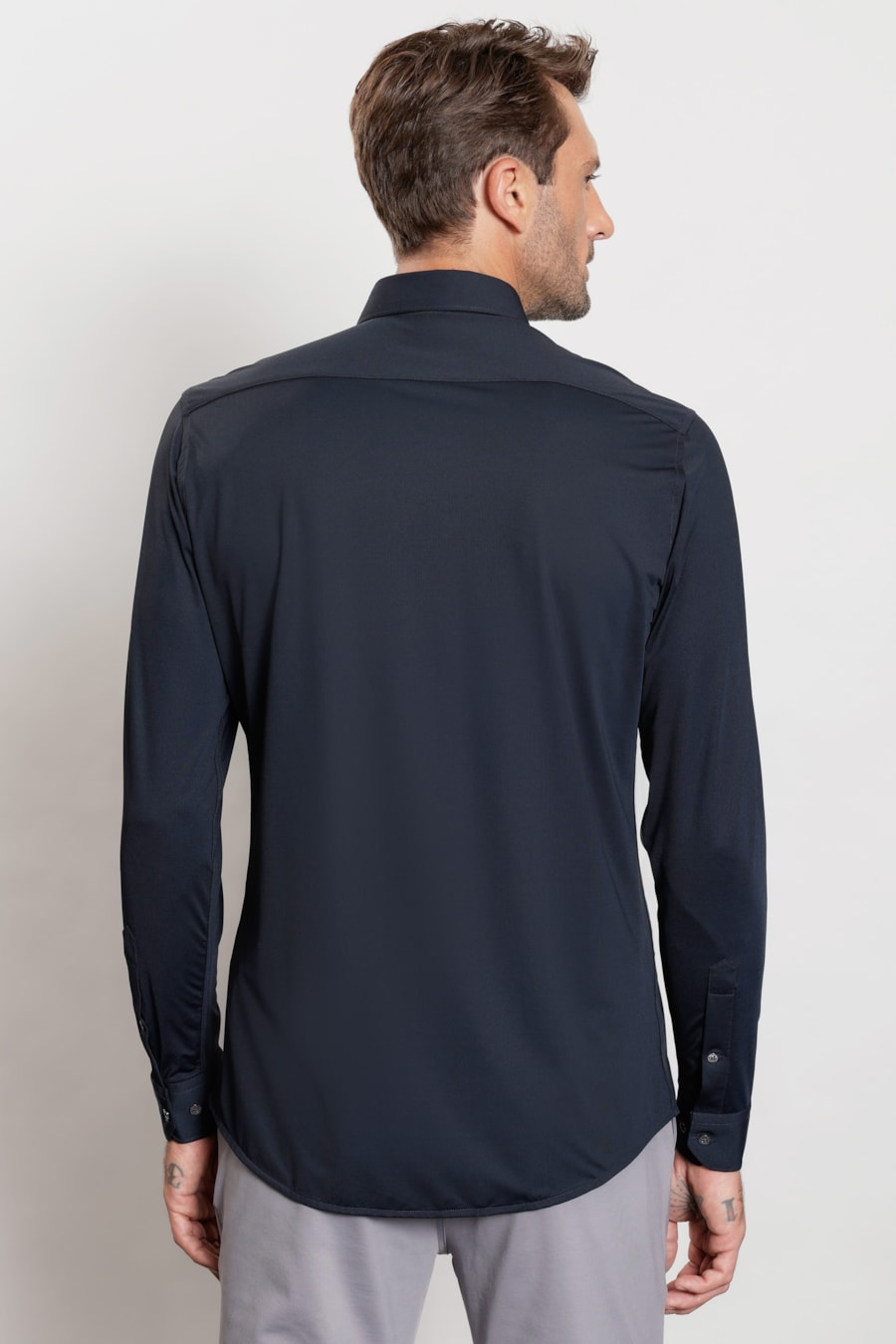 Camisa Manga Longa Oxford Breeze Azul Marinho — foto 4 de 5
