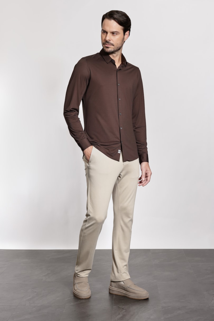 Camisa Manga Longa Oxford Breeze Chocolate
