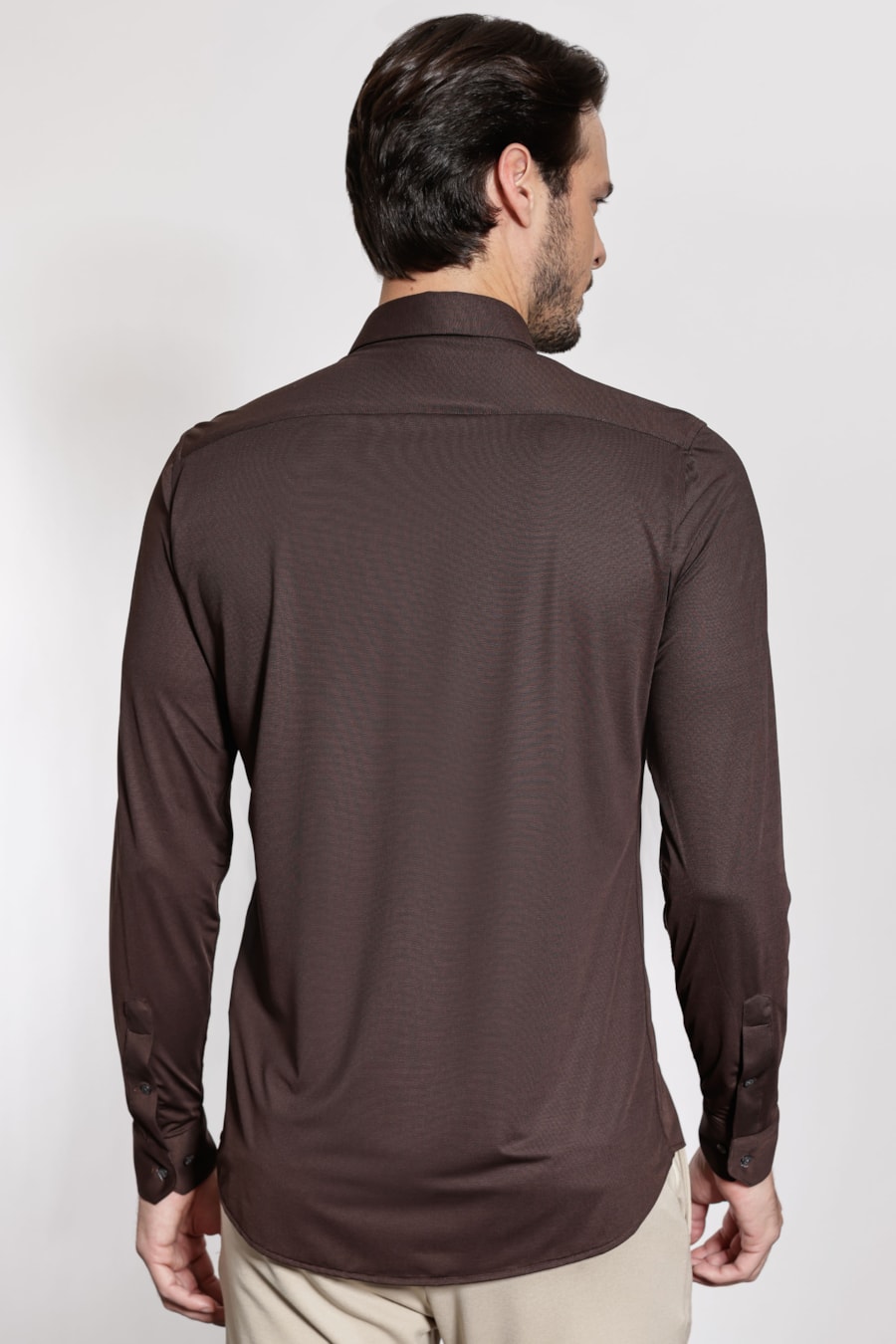 Camisa Manga Longa Oxford Breeze Chocolate — foto 4 de 5