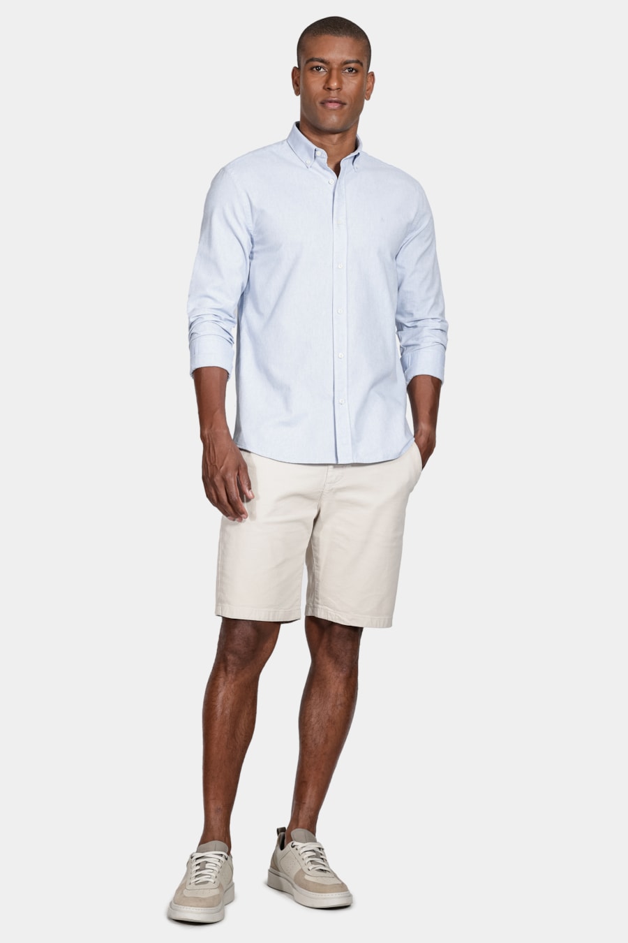 Camisa Manga Longa Oxford Button Down Planalto Azul Celeste — foto 2 de 5
