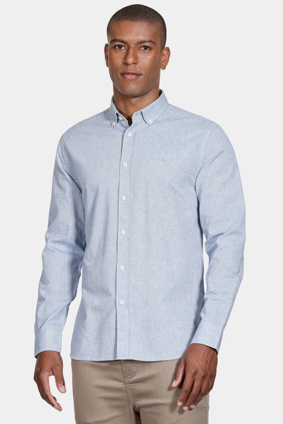 Camisa Manga Longa Oxford Button Down Planalto Azul Jeans — foto 1 de 5