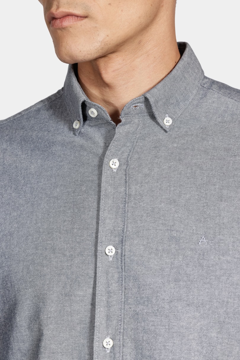 Camisa Manga Longa Oxford Button Down Planalto Azul Médio