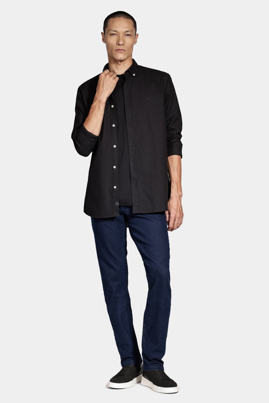 Camisa Manga Longa Oxford Button Down Planalto Preto — foto 2 de 5