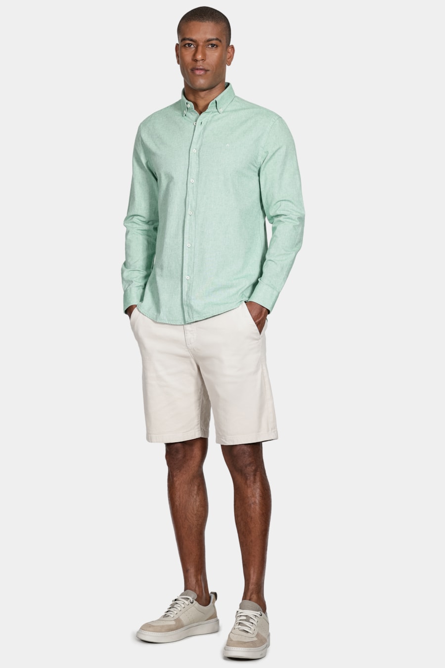 Camisa Manga Longa Oxford Button Down Planalto Verde — foto 2 de 5