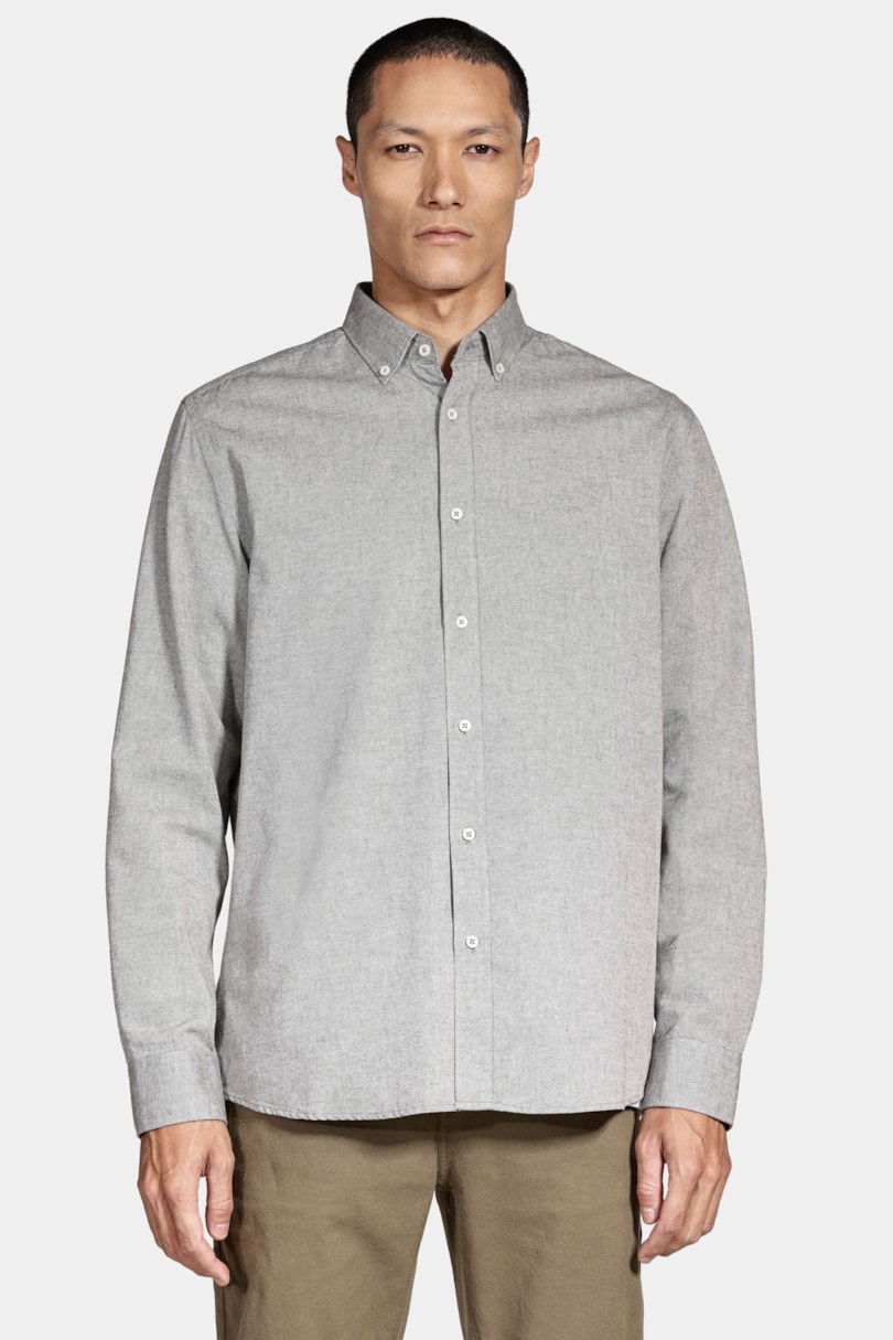 Camisa Manga Longa Oxford Button Down Planalto Verde Escuro
