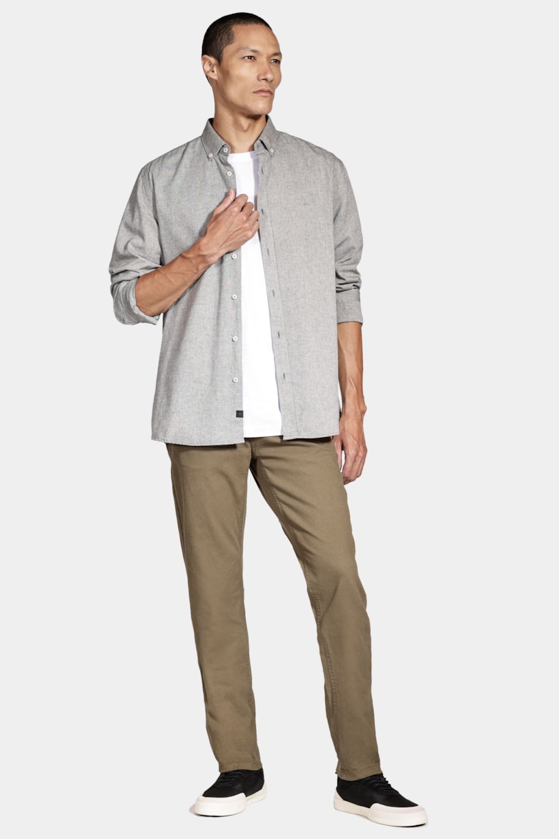 Camisa Manga Longa Oxford Button Down Planalto Verde Escuro