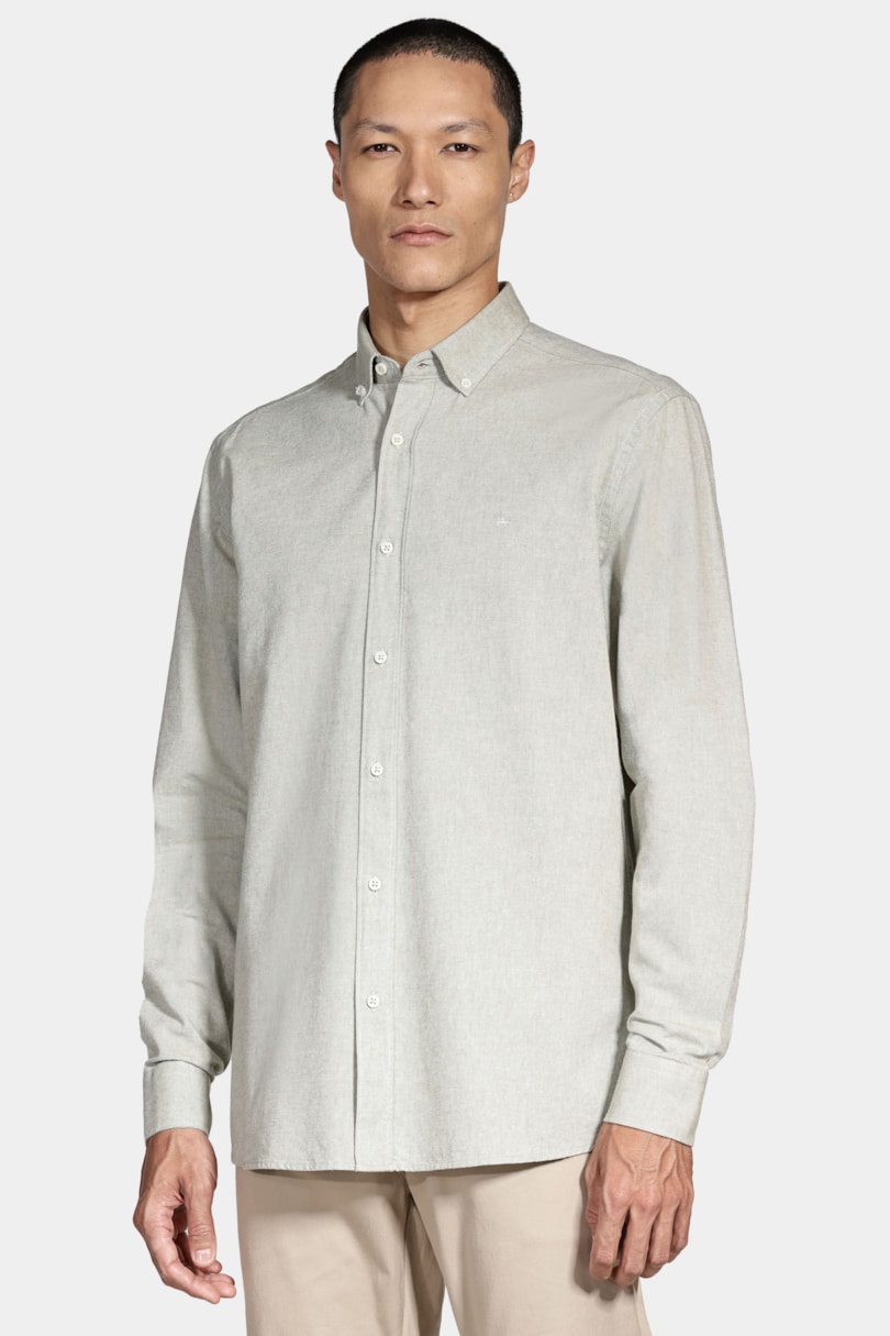 Camisa Manga Longa Oxford Button Down Planalto Verde Folha
