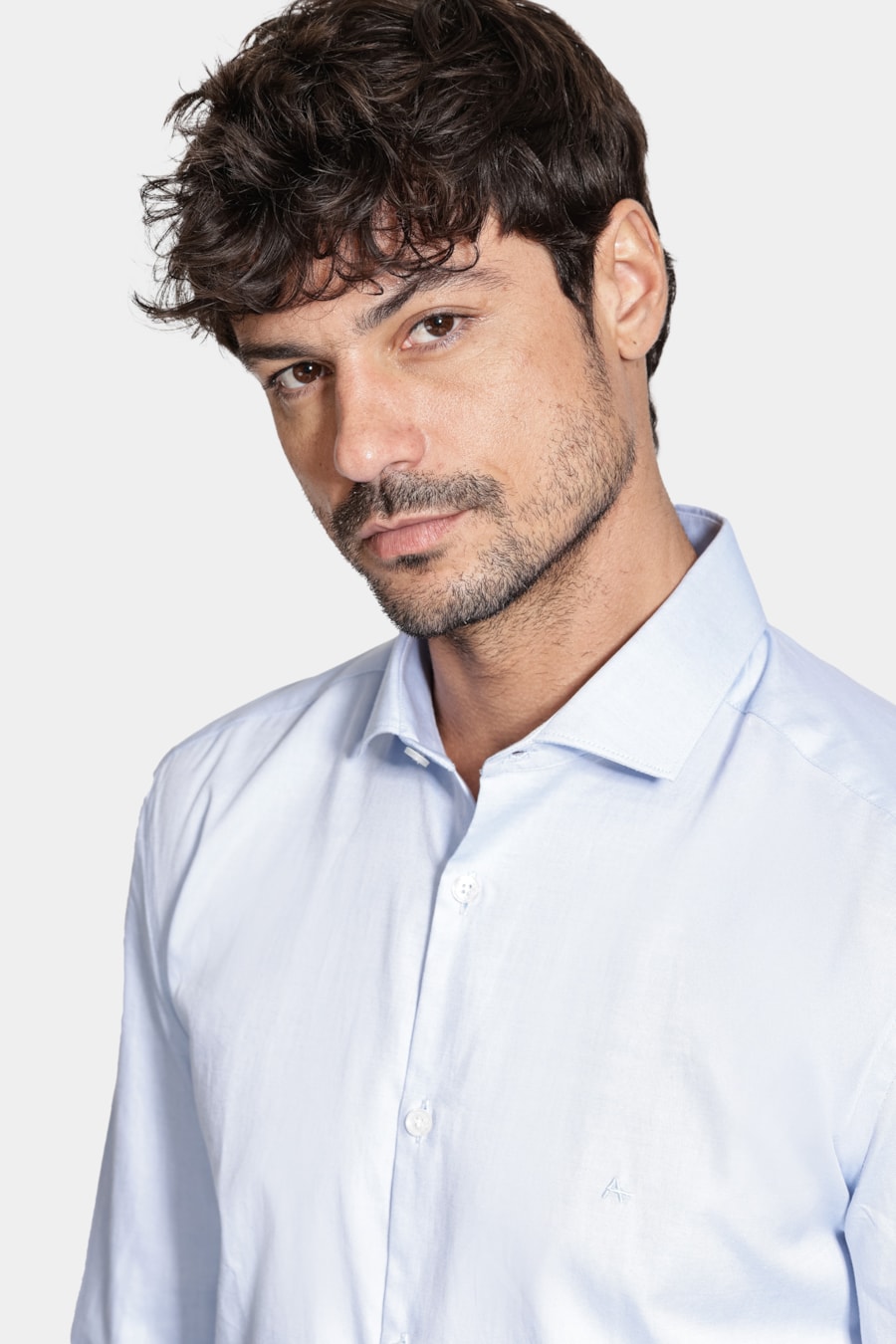 Camisa Manga Longa Pinpoint Azul — foto 3 de 6