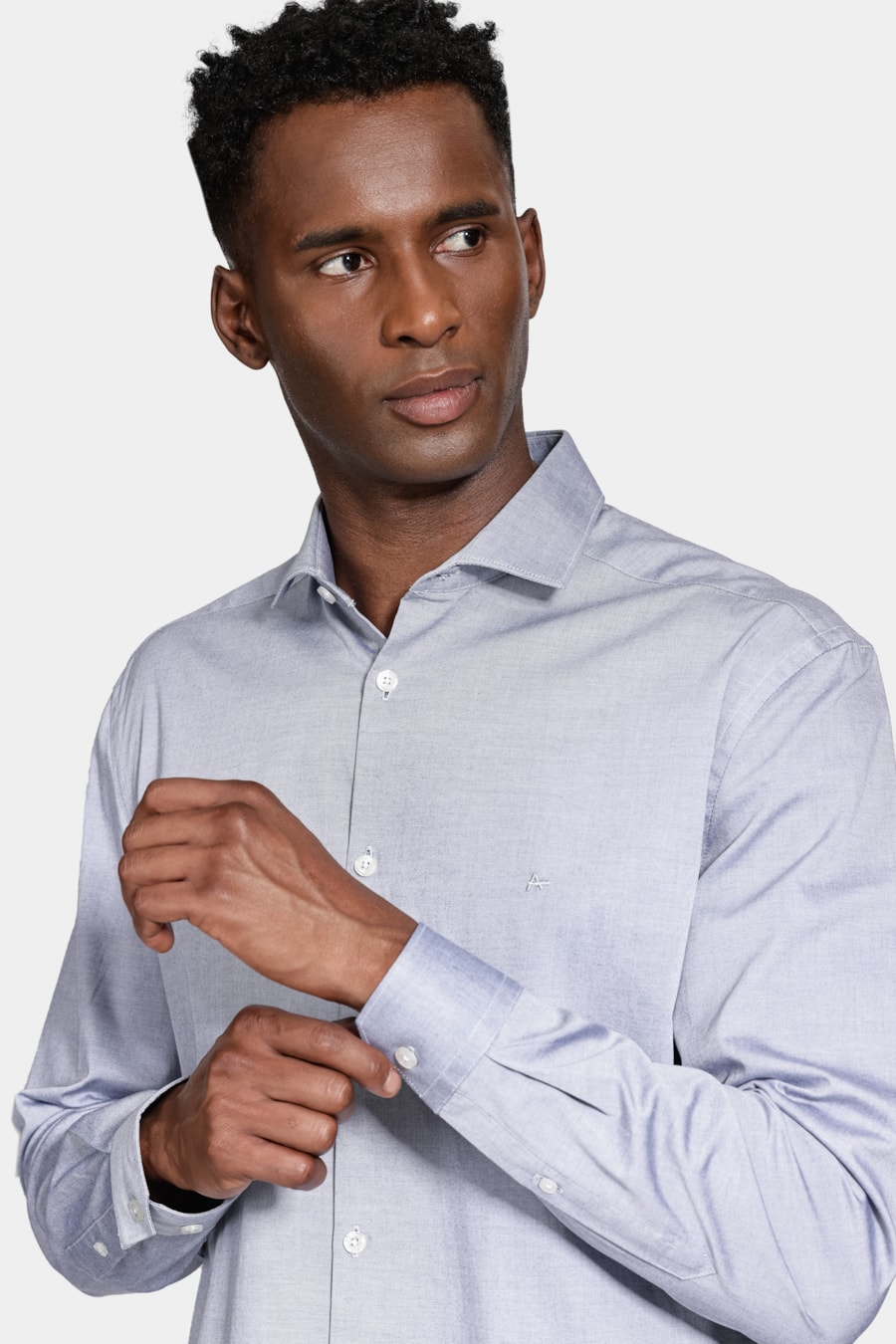 Camisa Manga Longa Pinpoint Azul Escuro — foto 3 de 6