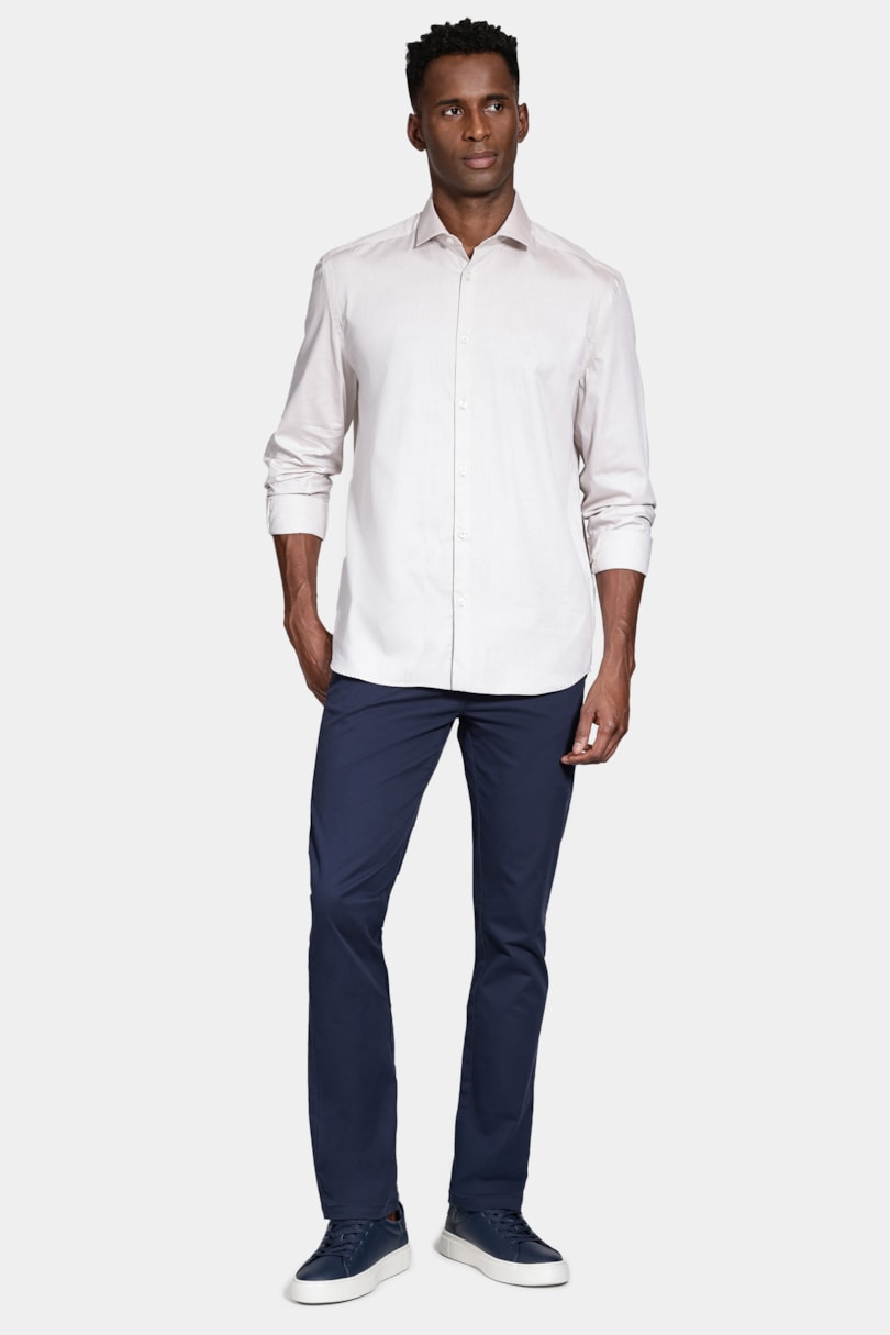 Camisa Manga Longa Pinpoint Bege