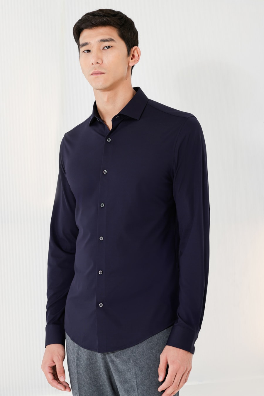 Camisa Manga Longa Piquet Bonded Marinho — foto 2 de 9