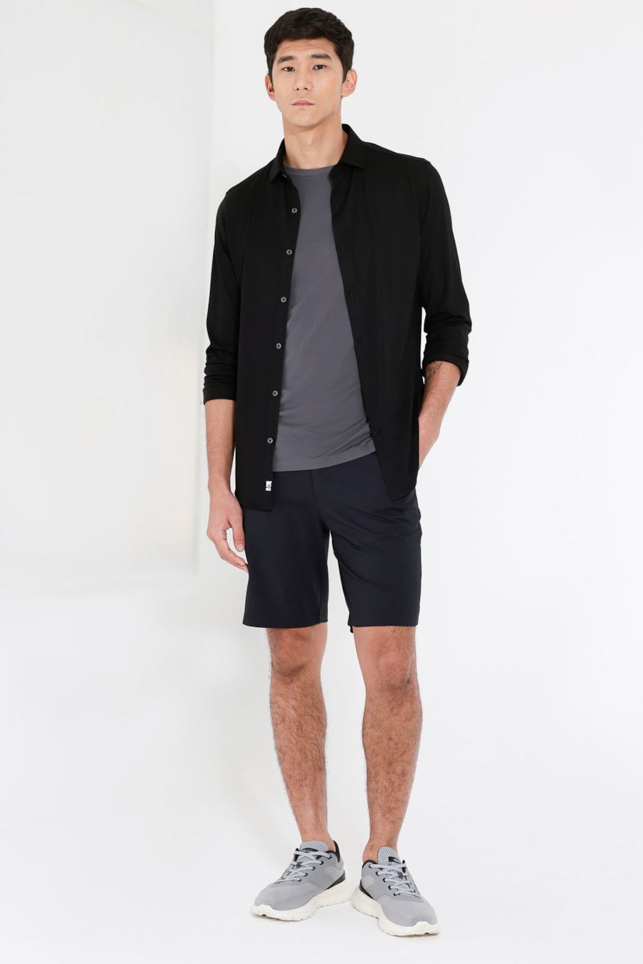 Camisa Manga Longa Piquet Bonded Preto — foto 3 de 9