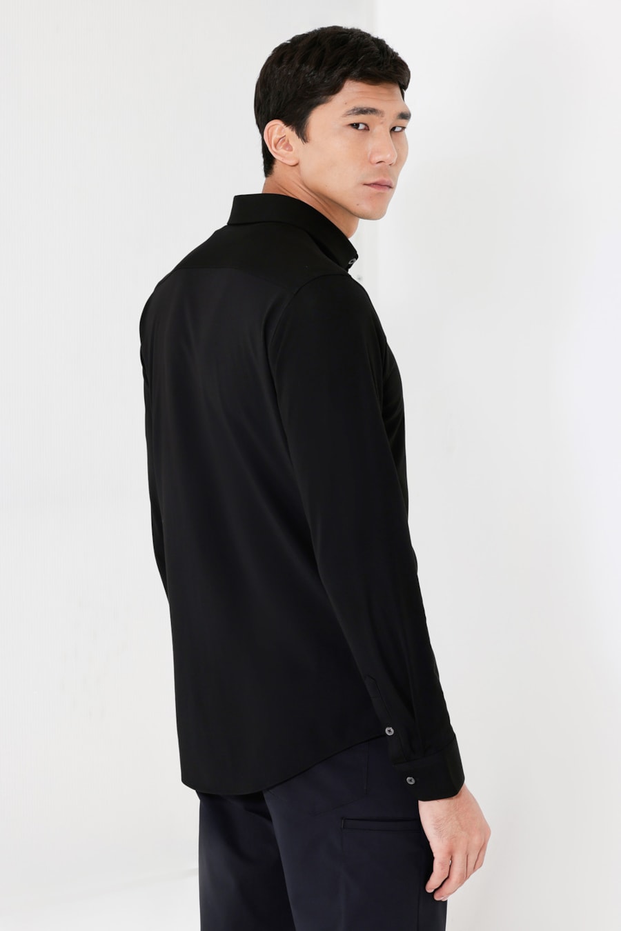 Camisa Manga Longa Piquet Bonded Preto — foto 7 de 9