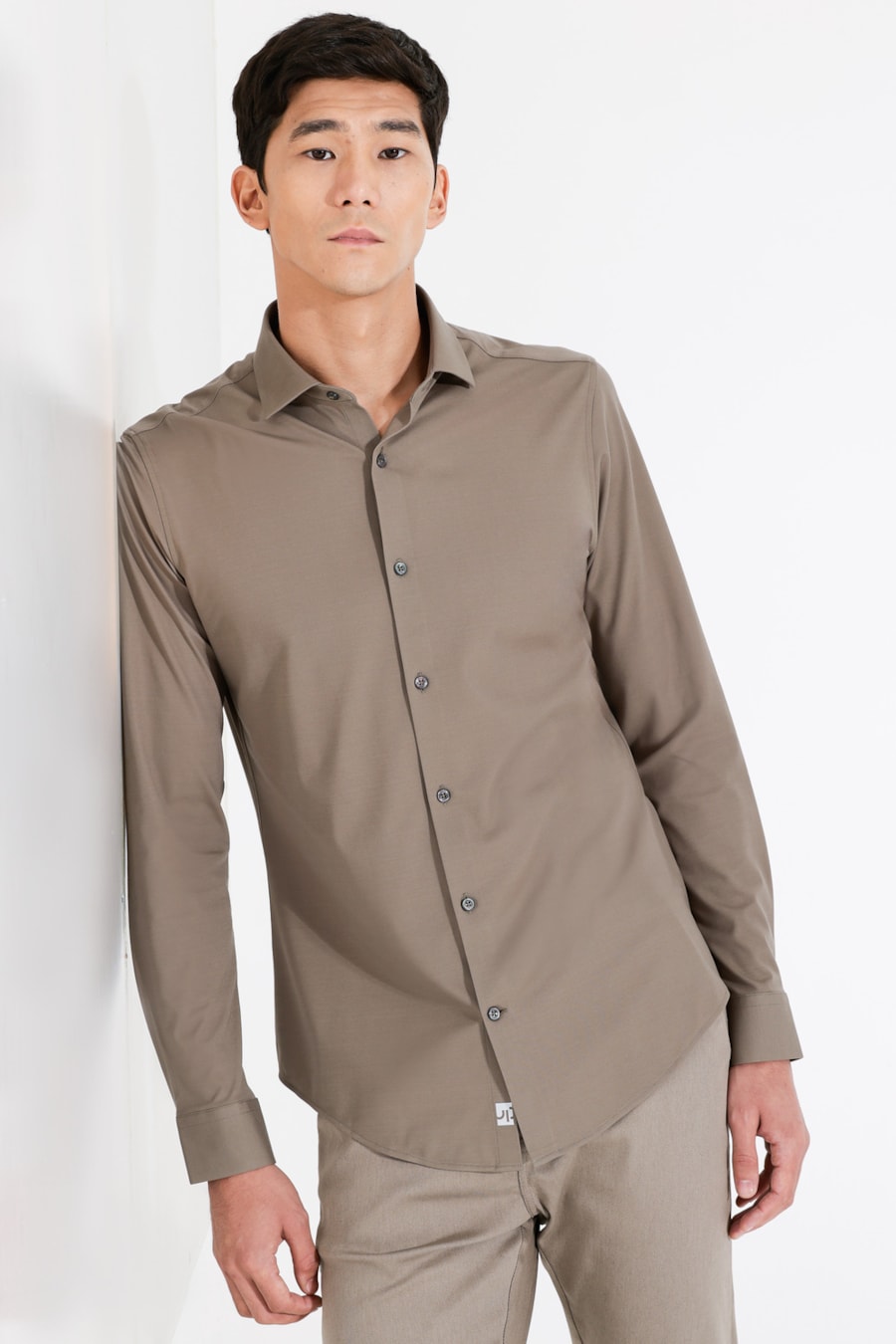 Camisa Manga Longa Piquet Bonded Verde Oliva — foto 1 de 7