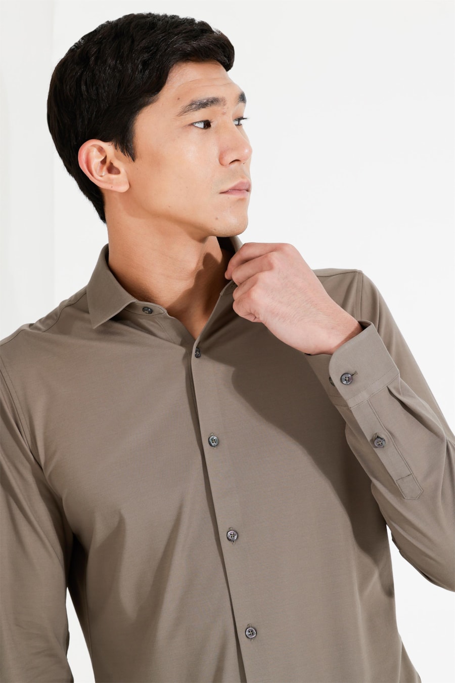 Camisa Manga Longa Piquet Bonded Verde Oliva — foto 3 de 7