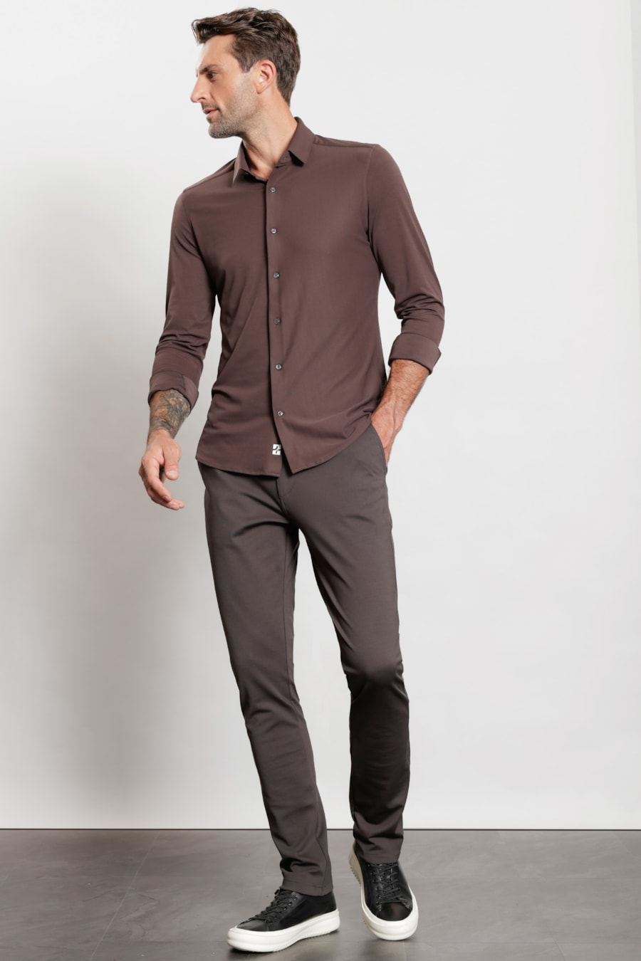 Camisa Manga Longa Piquet Everyday Chocolate — foto 2 de 5