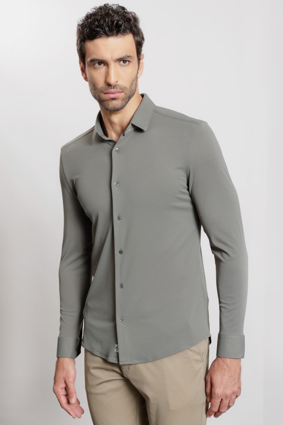 Camisa Manga Longa Piquet Everyday Cinza Escuro — foto 1 de 5