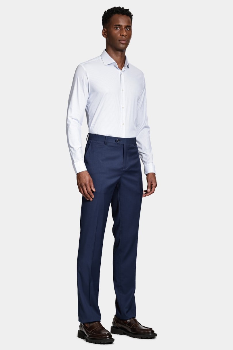 Camisa Manga Longa Poliamida Tech Flex Listrada Azul e Branca