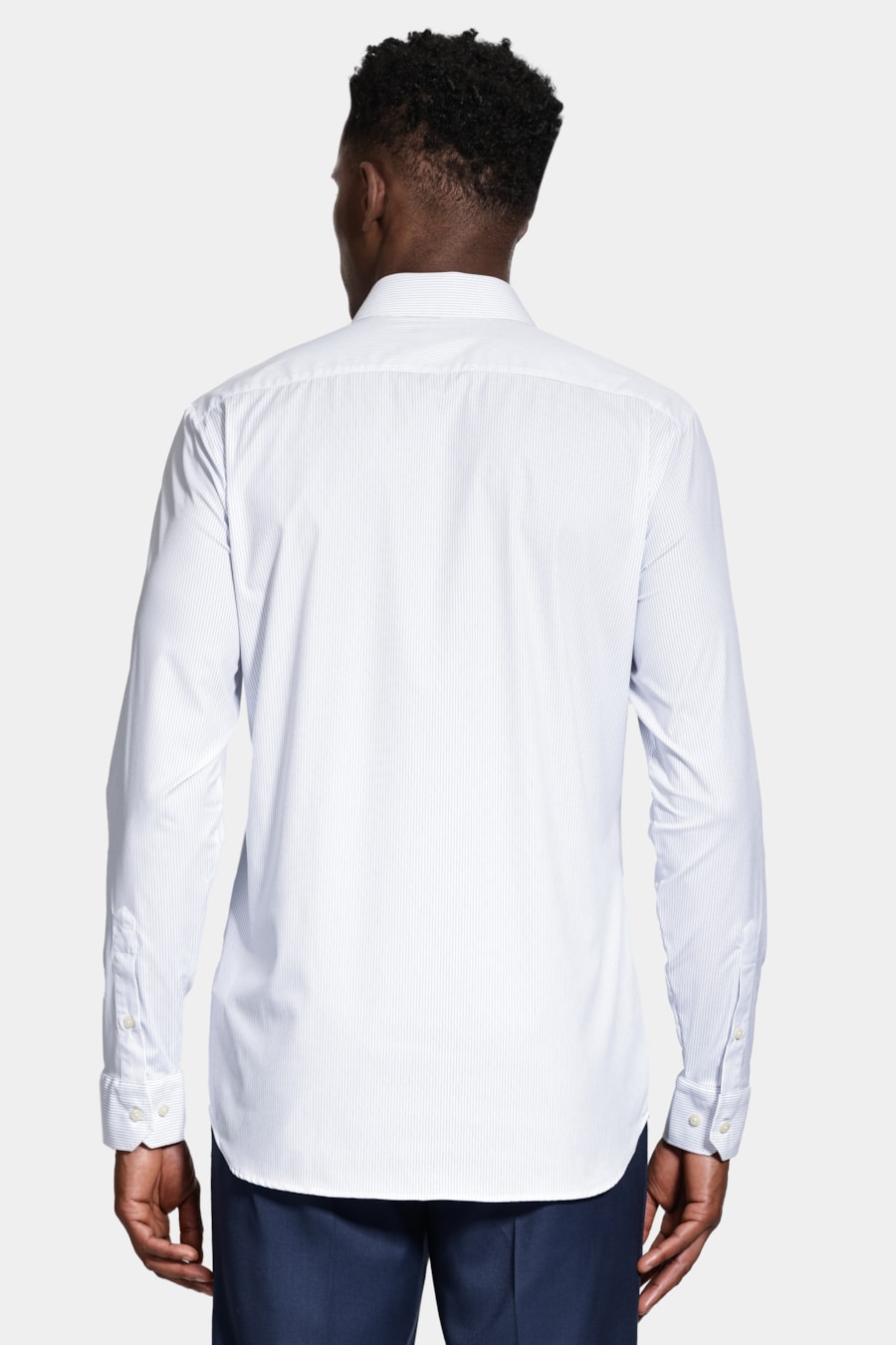 Camisa Manga Longa Poliamida Tech Flex Listrada Azul e Branca — foto 4 de 5