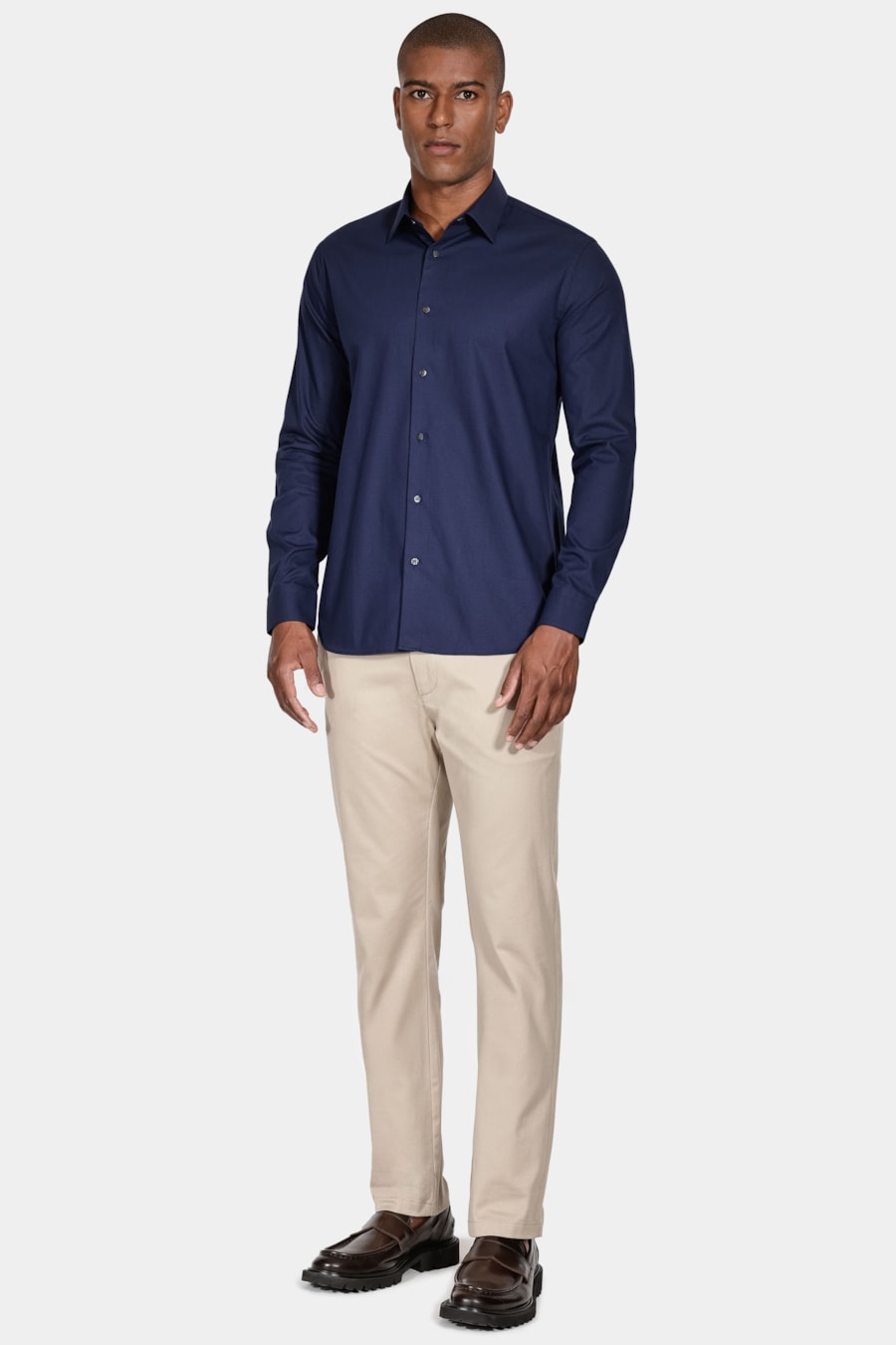 Camisa Manga Longa Premium Slim Fio 50 Maquinetada Marinho — foto 2 de 5