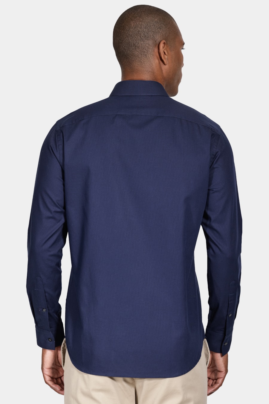 Camisa Manga Longa Premium Slim Fio 50 Maquinetada Marinho — foto 4 de 5