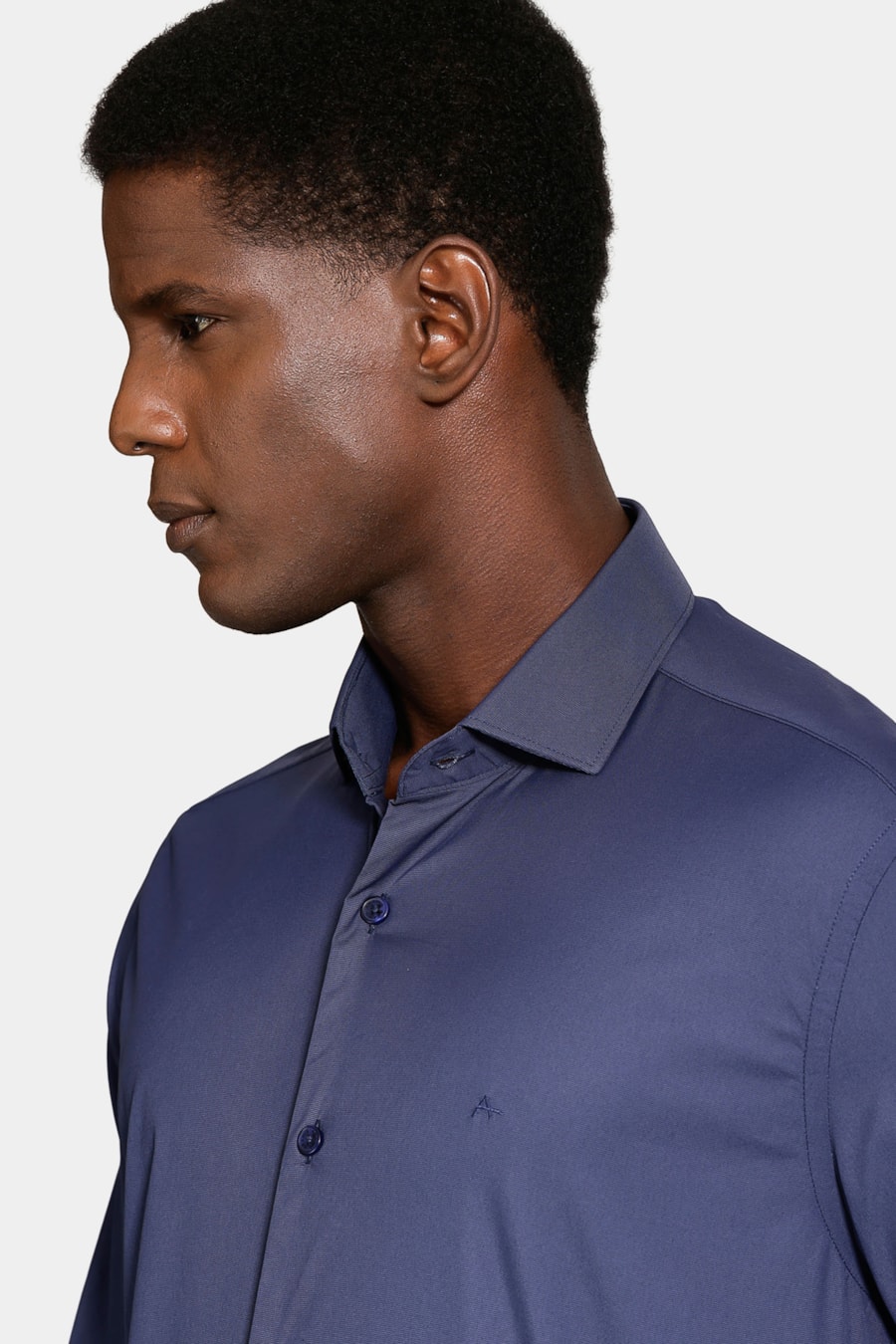 Camisa Manga Longa Reg Poliamida Liso Azul Escuro — foto 3 de 6