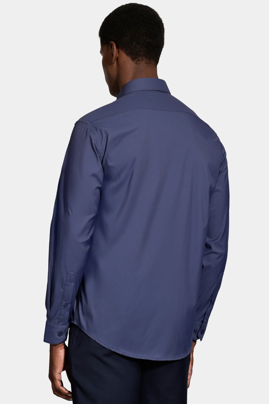Camisa Manga Longa Reg Poliamida Liso Azul Escuro — foto 4 de 6