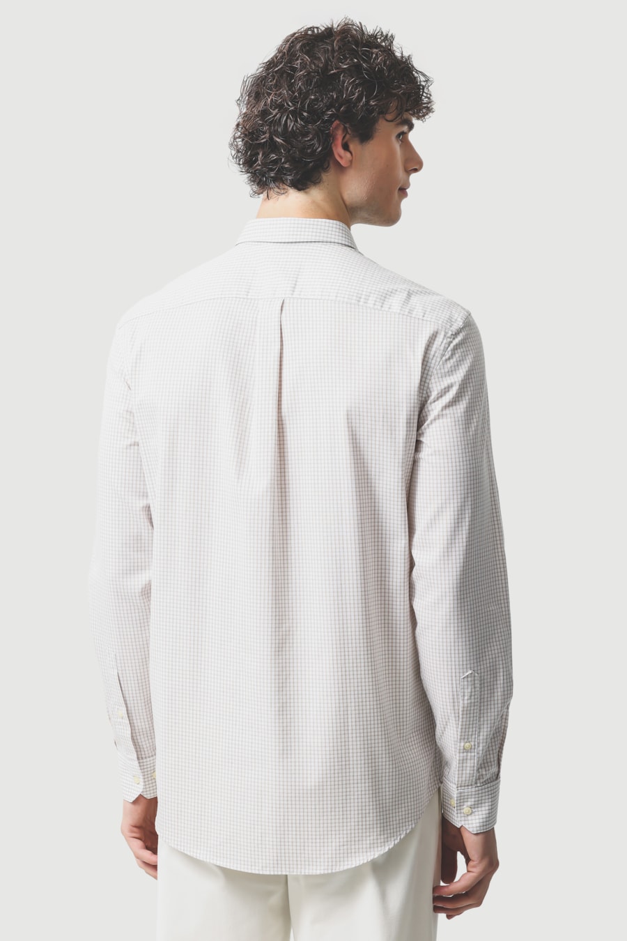 Camisa Manga Longa Regular Algodao 50 Xadrez Branco C/Areia — foto 4 de 6