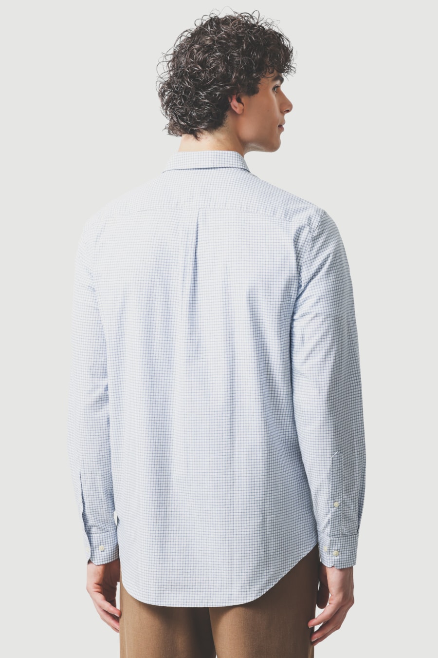 Camisa Manga Longa Regular Algodao 50 Xadrez Branco C/Azul — foto 4 de 6