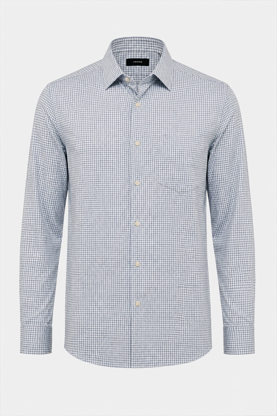 Camisa Manga Longa Regular Algodao 50 Xadrez Branco C/Azul — foto 5 de 6
