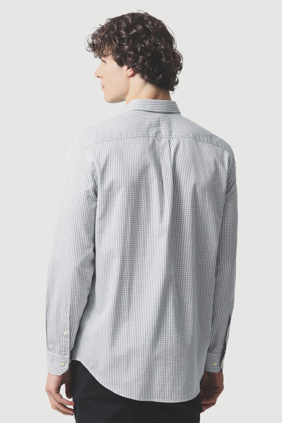 Camisa Manga Longa Regular Algodao 50 Xadrez Branco C/Cinza — foto 4 de 6