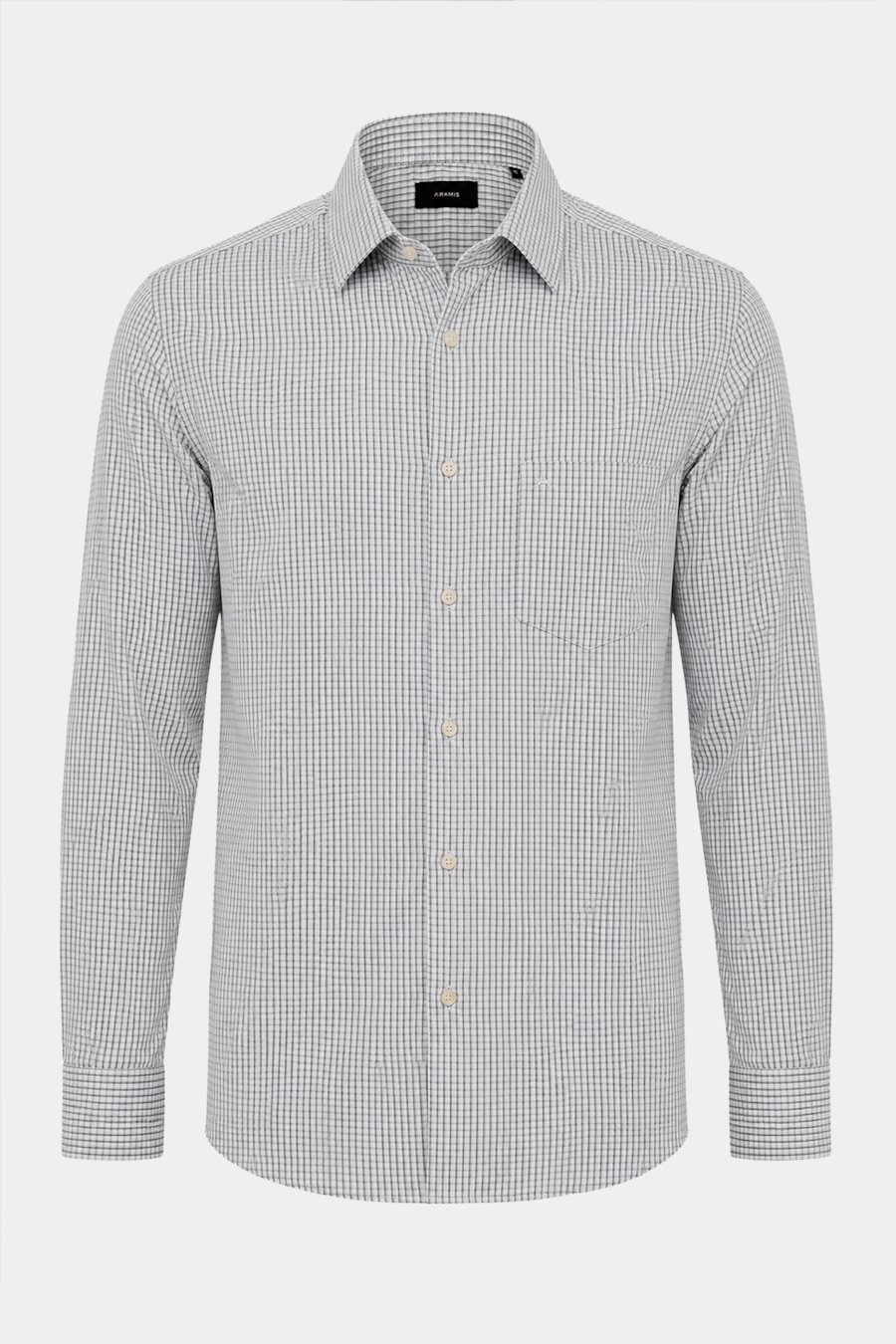 Camisa Manga Longa Regular Algodao 50 Xadrez Branco C/Cinza — foto 5 de 6