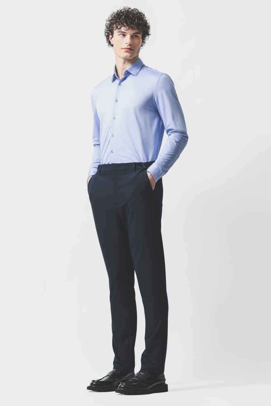 Camisa Manga Longa Regular Algodao Easy Care Azul — foto 2 de 7