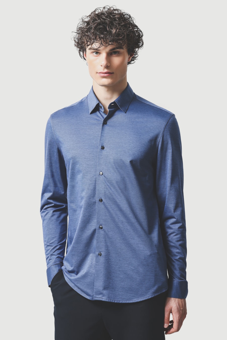 Camisa Manga Longa Regular Algodao Easy Care Azul Escuro — foto 1 de 6