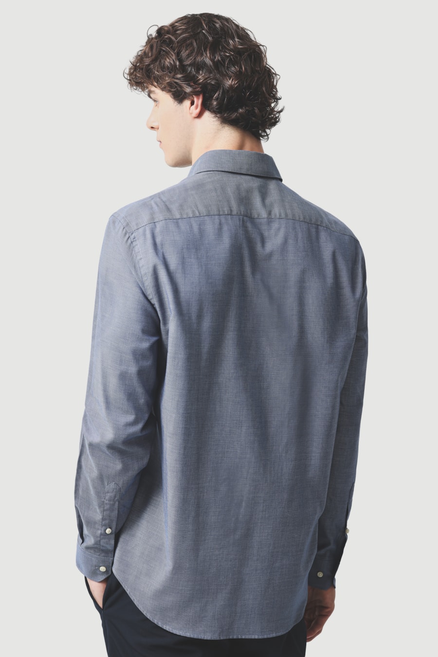 Camisa Manga Longa Regular Algodão Egípcio Dots 50 Azul C/Branco — foto 4 de 6