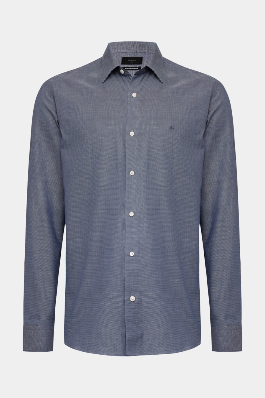 Camisa Manga Longa Regular Algodão Egípcio Dots 50 Azul C/Branco — foto 5 de 6