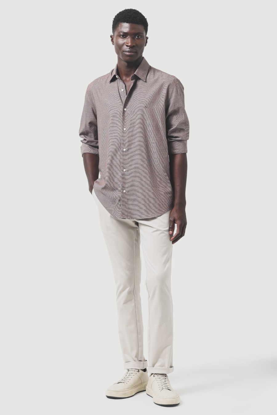 Camisa Manga Longa Regular Algodão Egípcio Dots 50 Havana C/ Off White — foto 2 de 6
