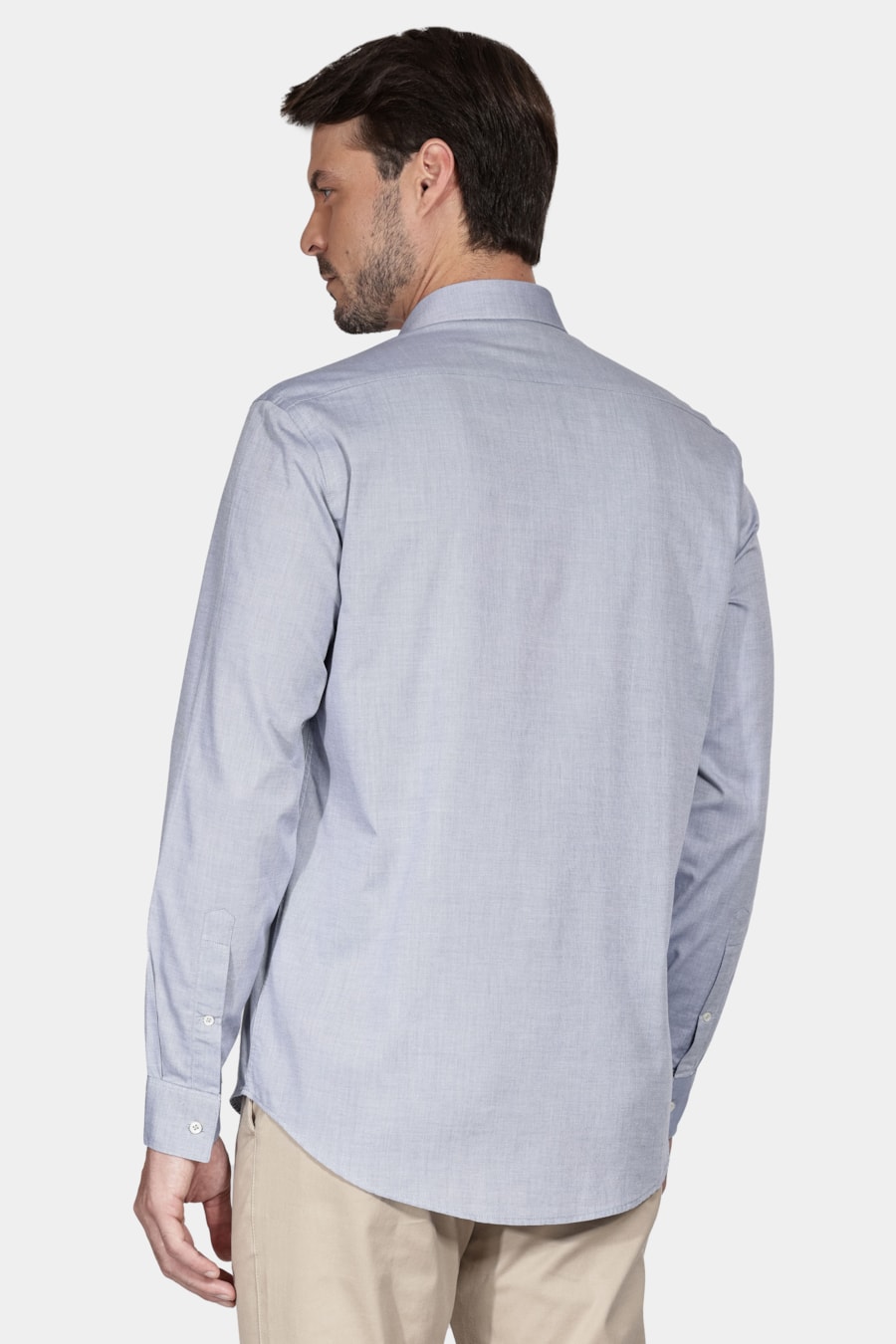 Camisa Manga Longa Regular Algodão Egípcio Fil a Fil Barolo Azul Médio — foto 4 de 6