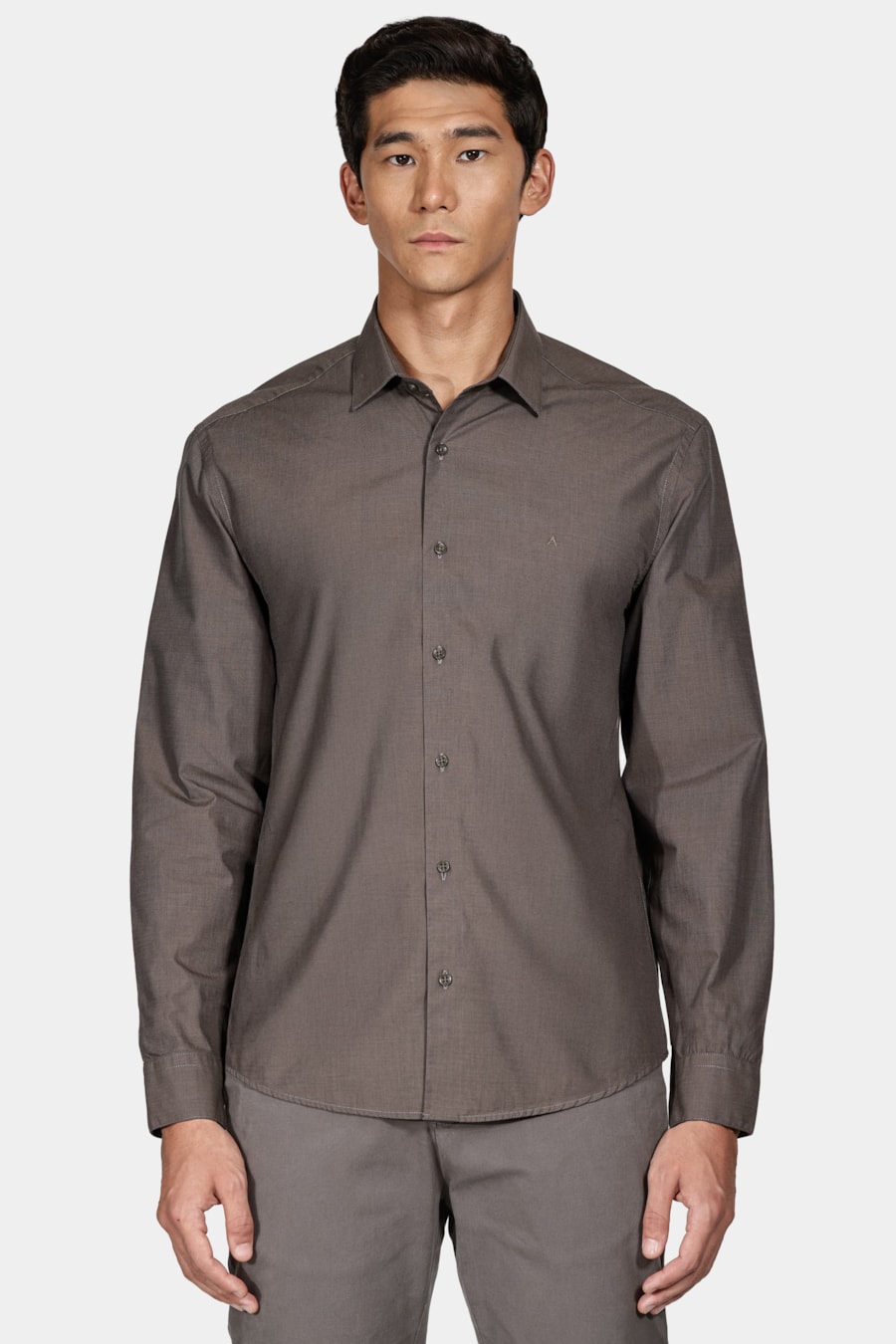 Camisa Manga Longa Regular Algodão Egípcio Fil a Fil Barolo Café — foto 1 de 5