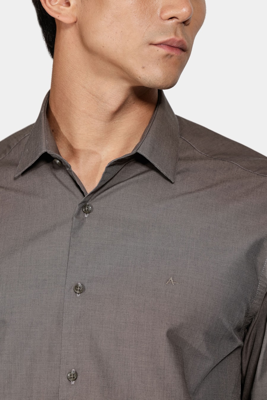 Camisa Manga Longa Regular Algodão Egípcio Fil a Fil Barolo Café — foto 3 de 5