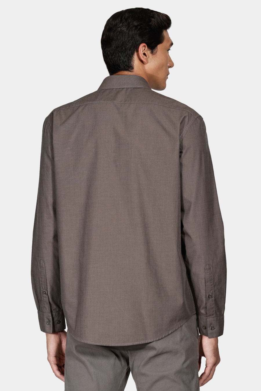 Camisa Manga Longa Regular Algodão Egípcio Fil a Fil Barolo Café — foto 4 de 5