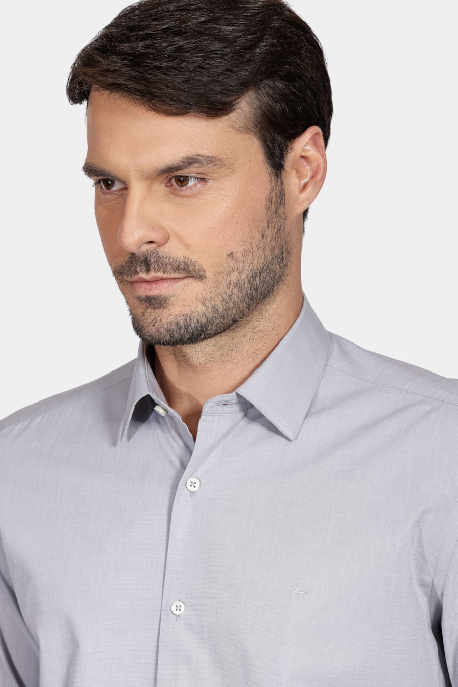 Camisa Manga Longa Regular Algodão Egípcio Fil a Fil Barolo Cinza — foto 3 de 6
