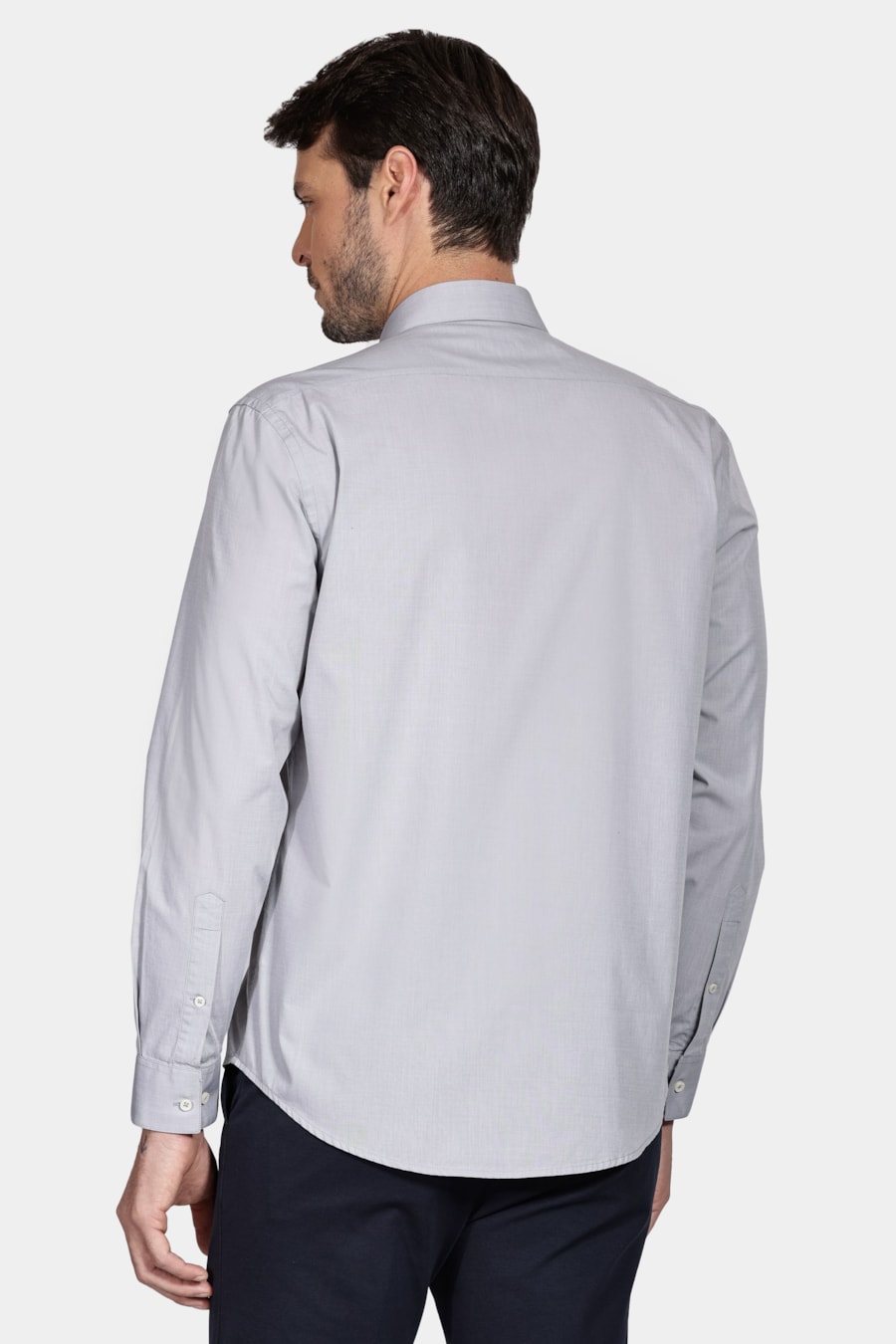 Camisa Manga Longa Regular Algodão Egípcio Fil a Fil Barolo Cinza — foto 4 de 6