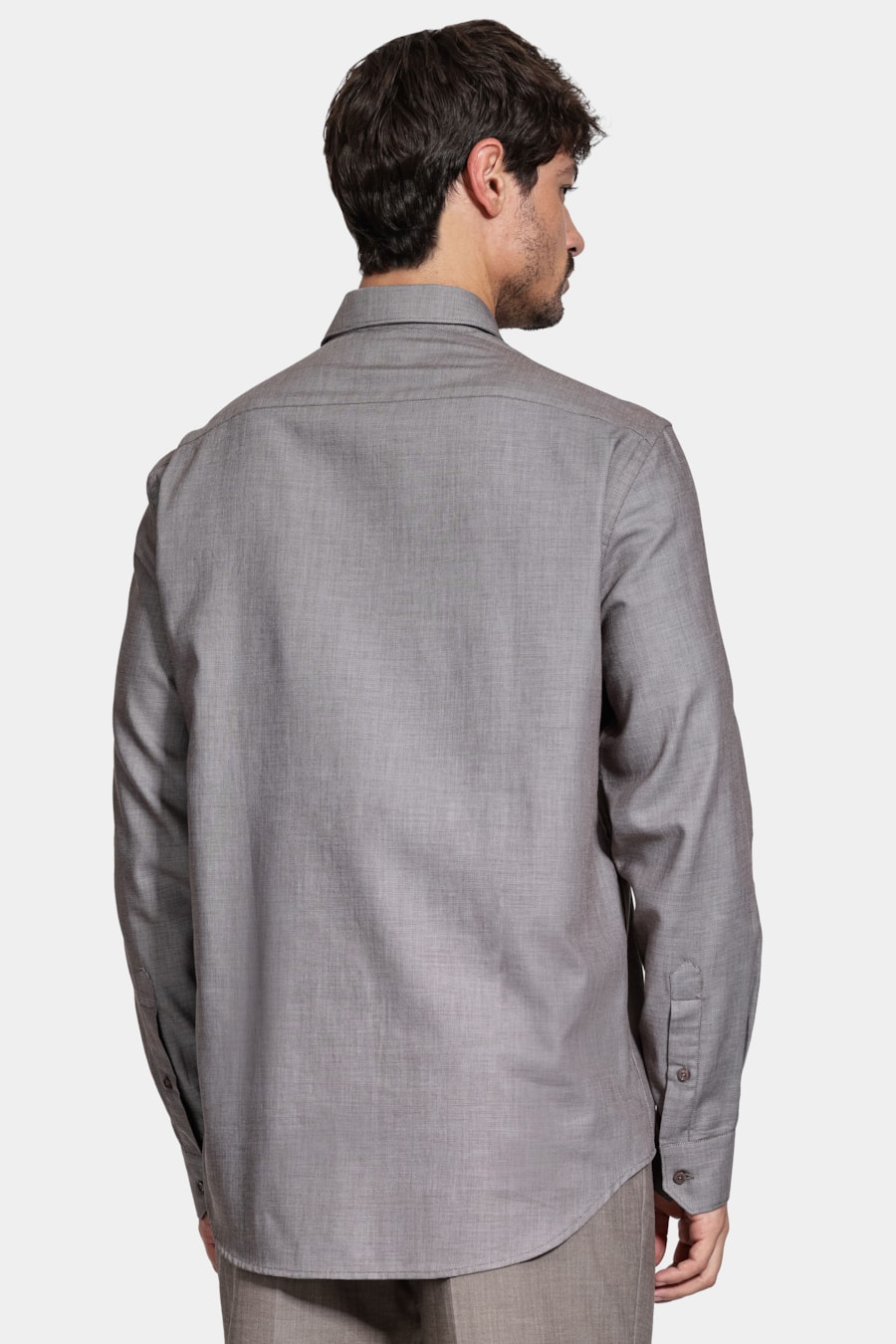 Camisa Manga Longa Regular Algodão Egípcio Maquinetada Tabaco — foto 4 de 5