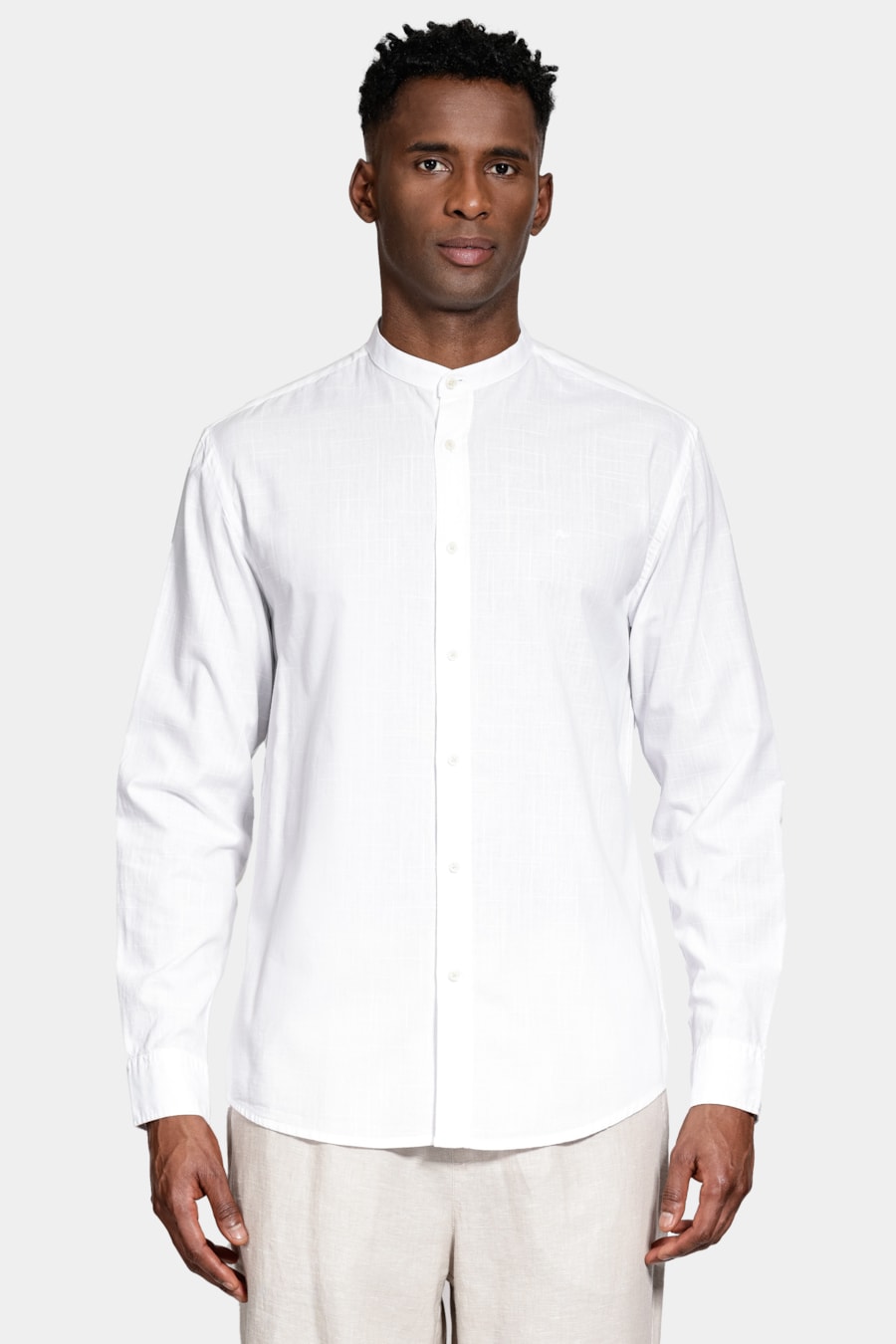 Camisa Manga Longa Regular Algodão Flame Branco — foto 1 de 5
