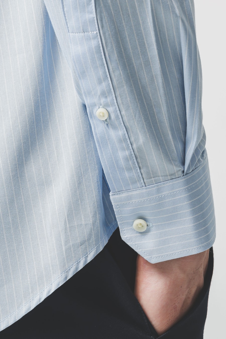 Camisa Manga Longa Regular Algodao Listrada Azul Claro C/Branco — foto 3 de 6