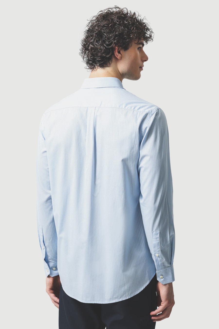 Camisa Manga Longa Regular Algodao Listrada Azul Claro C/Branco — foto 4 de 6