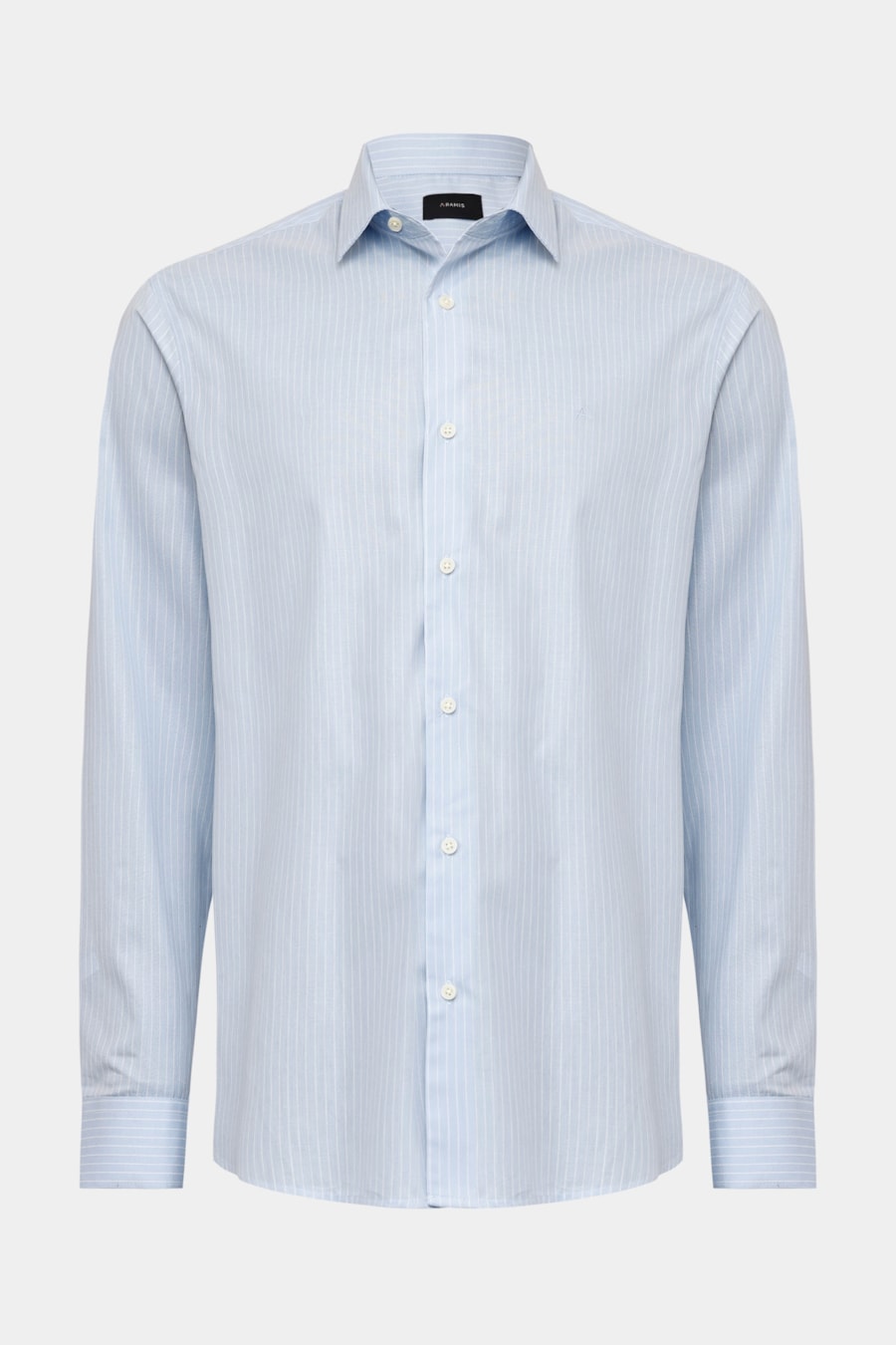 Camisa Manga Longa Regular Algodao Listrada Azul Claro C/Branco — foto 5 de 6