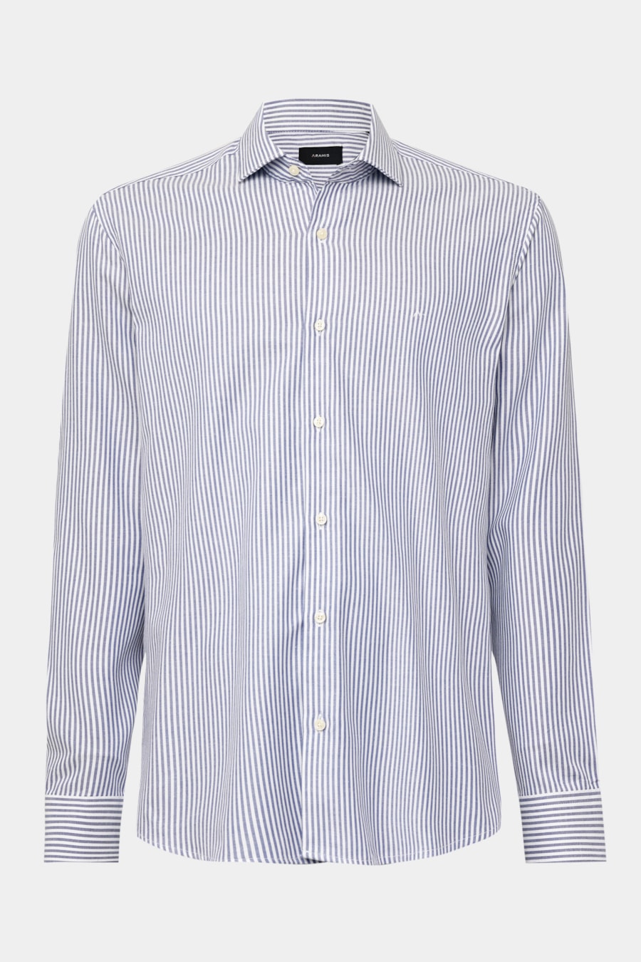 Camisa Manga Longa Regular Algodao Maquinetado Listrada Branco/Azul Jeans — foto 5 de 6